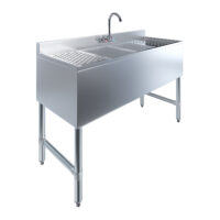 2 Compartment Under Bar Sink With 12″ Left and Right Drainboards and Faucet – 48″ X 18 3/4″