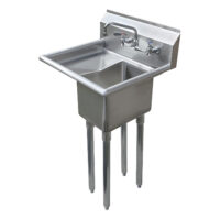 10″ X 14″ X 10″ with 10” Left Drainboard with Faucet One Compartment Stainless Steel Commercial Kitchen Prep & Utility Sink | NSF