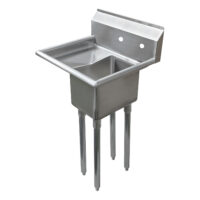 10″ X 14″ X 10″ with 10″ Left Drainboard One Compartment Stainless Steel Commercial Kitchen Prep & Utility Sink | NSF