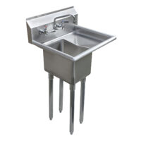 10″ X 14″ X 10″ with 10″ Right Drainboards with Faucet One Compartment Stainless Steel Commercial Kitchen Prep & Utility Sink | NSF