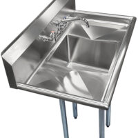 14″ X 16″ X 11″ with 12″ Left and Right Drainboards with Faucet One Compartment Stainless Steel Commercial Kitchen Prep & Utility Sink | NSF