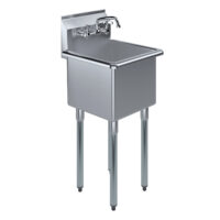 15″ X 15″ Stainless Steel Prep & Utility Sink With Faucet | 304 Stainless Steel | NSF | Overall Size: 18.5″ X 18″ | Restaurant, Kitchen, Laundry, Garage