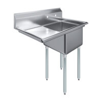18″ X 18″ X 12″ with 18″ Left Drainboard One Compartment Stainless Steel Commercial Kitchen Prep & Utility Sink | NSF