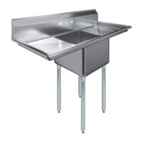 18″ X 18″ X 12″ with 18″ Left and Right Drainboards One Compartment Stainless Steel Commercial Kitchen Prep &Utility Sink | NSF