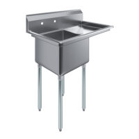 18″ X 18″ X 12″ with 18″ Right Drainboard One Compartment Stainless Steel Commercial Kitchen Prep & Utility Sink | NSF