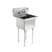 18″ X 18″ Stainless Steel Prep & Utility Sink With Faucet | 304 Stainless Steel | Overall Size: 24″ X 23 1/2″ | Restaurant, Kitchen, Laundry, Garage