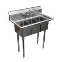 10″ X 14″ X 10″ with Legs and Faucet Stainless Steel Sink – 3 Compartment Sink | NSF | Utility | Commercial | Laundry | Kitchen