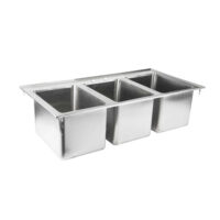 10″ X 14″ X 10″ Stainless Steel 3 Compartment Drop in Sink Without Faucet