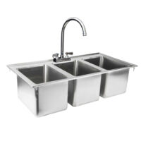 10″ X 14″ X 10″ Stainless Steel 3 Compartment Drop in Sink With Faucet