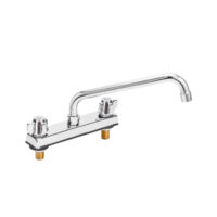 Deck Mount Kitchen Sink Faucet | 12″ Swivel Spout | 8″ Center | NSF | Commercial Kitchen Utility Laundry