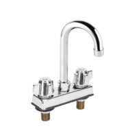 Deck Mount Kitchen Sink Gooseneck Faucet | 6″ Swivel Spout | 4″ Center | NSF | Commercial Kitchen Utility Laundry