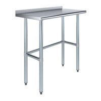 18″ X 36″ Stainless Steel Work Table Open Base with 1.5″ Backsplash | Metal Kitchen Food Prep Table | NSF