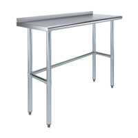 18″ X 48″ Stainless Steel Work Table Open Base with 1.5″ Backsplash | Metal Kitchen Food Prep Table | NSF