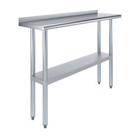 14″ X 48″ Stainless Steel Work Table with 1.5″ Backsplash | Metal Kitchen Food Prep Table | NSF