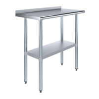 18″ X 36″ Stainless Steel Work Table with 1.5″ Backsplash | Metal Kitchen Food Prep Table | NSF