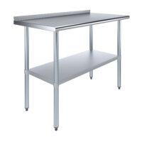 24″ X 48″ Stainless Steel Work Table with 1.5″ Backsplash | Metal Kitchen Food Prep Table | NSF