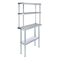 14″ X 36″ Stainless Steel Work Table with 12″ Wide Double Tier Overshelf | Metal Kitchen Prep Table & Shelving Combo