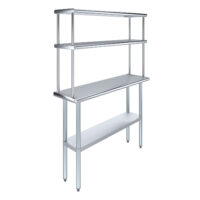 14″ X 48″ Stainless Steel Work Table with 12″ Wide Double Tier Overshelf | Metal Kitchen Prep Table & Shelving Combo