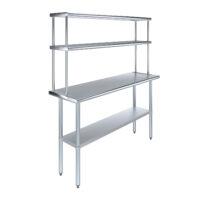 18″ X 60″ Stainless Steel Work Table with 12″ Wide Double Tier Overshelf | Metal Kitchen Prep Table & Shelving Combo