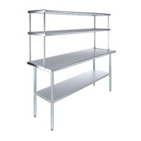 24″ X 72″ Stainless Steel Work Table with 18″ Wide Double Tier Overshelf | Metal Kitchen Prep Table & Shelving Combo