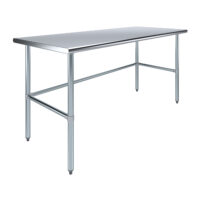 30″ X 72″ Stainless Steel Work Table With Open Base