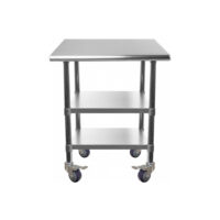 18″ X 18″ Stainless Steel Work Table with 2 Shelves and Wheels
