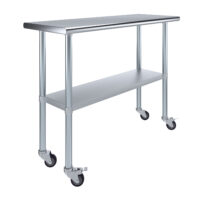 18″ X 48″ Stainless Steel Work Table With Undershelf & Casters