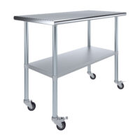 24″ X 48″ Stainless Steel Work Table With Undershelf & Casters