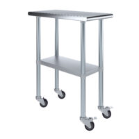30″ X 15″ Stainless Steel Work Table With Undershelf & Casters