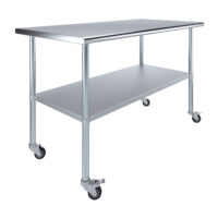 30″ X 60″ Stainless Steel Work Table With Undershelf & Casters
