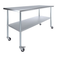 30″ X 72″ Stainless Steel Work Table With Undershelf & Casters
