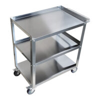 15″ Wide X 24″ Long X 33″ Height Stainless Steel Utility Cart | 3 Shelf Metal Utility Cart on Wheels with Handle | for Home & Business Use