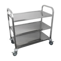 Large – 38″ Legth X 20″ Width Stainless Steel Dining Cart – 3 Shelf Heavy Duty Utility Cart on Wheels